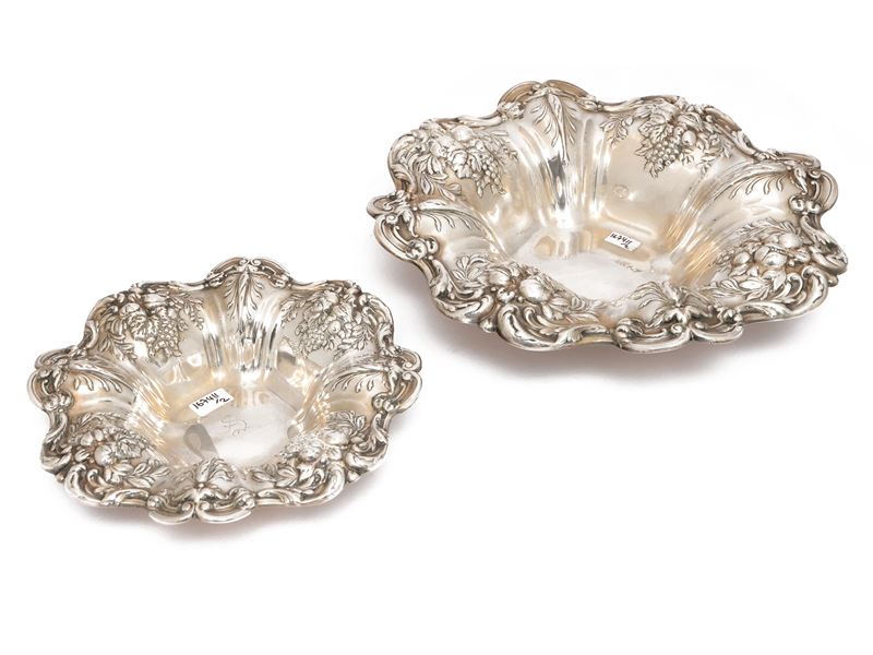 Reed & Barton, Coppia di cestini in argento sterling 925, modello Francis I