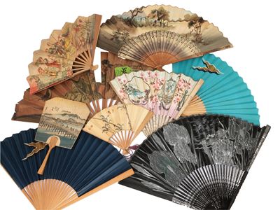 Collezione di ventagli d'epoca, vari tipologi e materiali