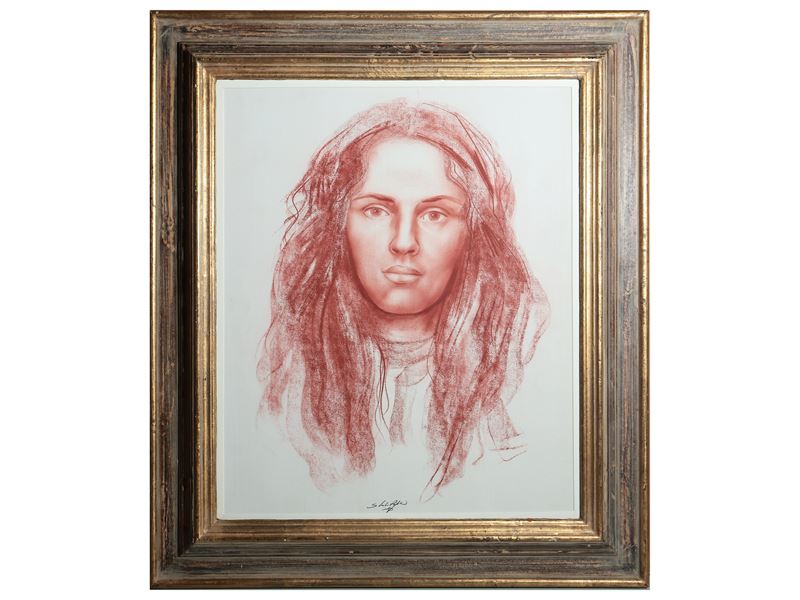 Silvestro Pistolesi - Volto di ragazza, matita sanguigna gessata su carta