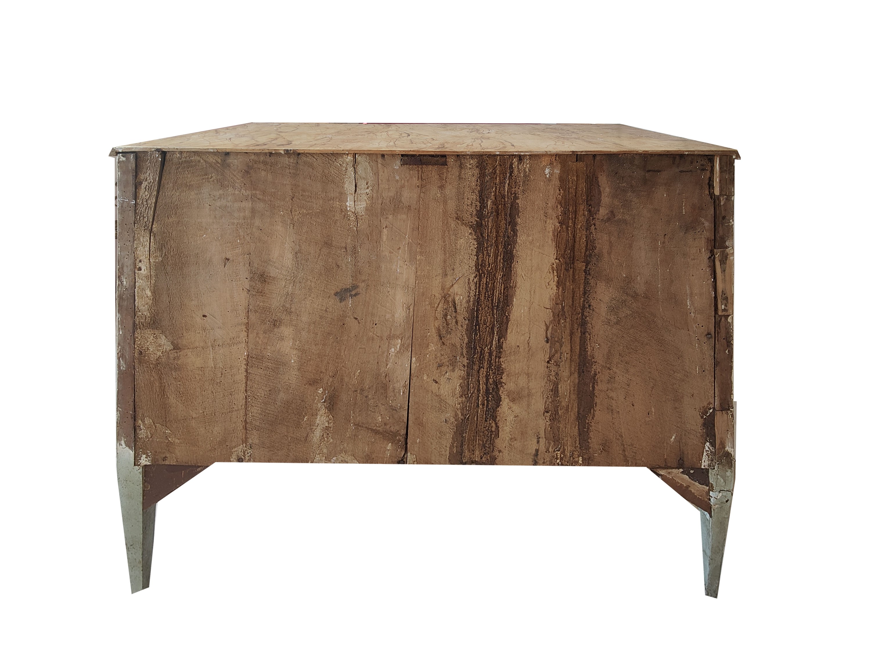 Cassettone in legno laccato, fine XVIII secolo, con piano ad imitazione del marmo