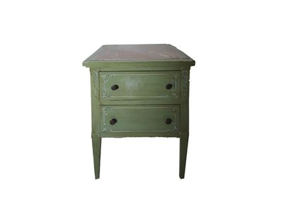 Comodino in legno laccato verde salvia, fine del XVIII secolo