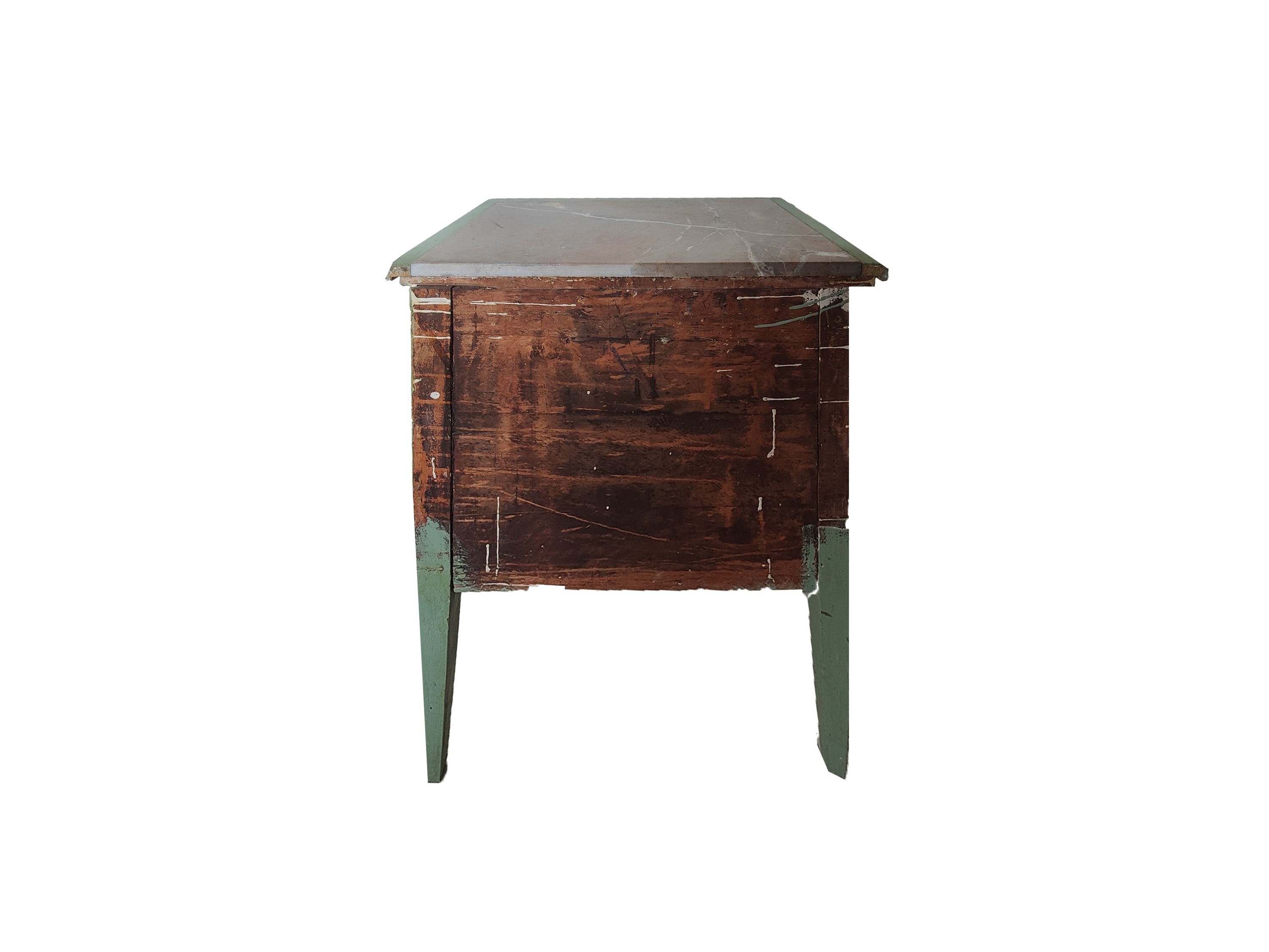 Comodino in legno laccato verde salvia, fine del XVIII secolo