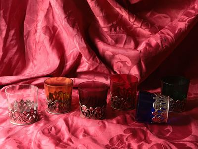 Serie di Sei Bicchierila Liquore in Vetro Arlecchino