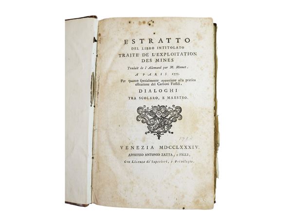 Estratto del libro intitolato Traité de l'exploitation des mines