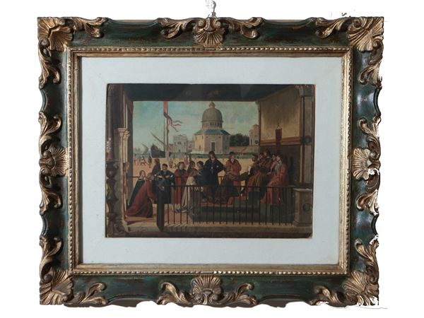 Da Vittore Carpaccio, Arrivo degli ambasciatori inglesi alla corte del re di Bretagna  - Asta Dèballage.   Occasioni in asta - Maison Bibelot - Casa d'Aste Firenze - Milano