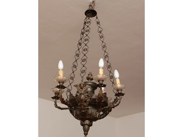 Votive lamp in tole