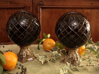 Coppia di Sfere Decorative in Cristallo Doppio