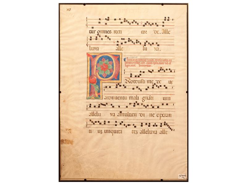Due Pagine di Antifonario in Pergamena
