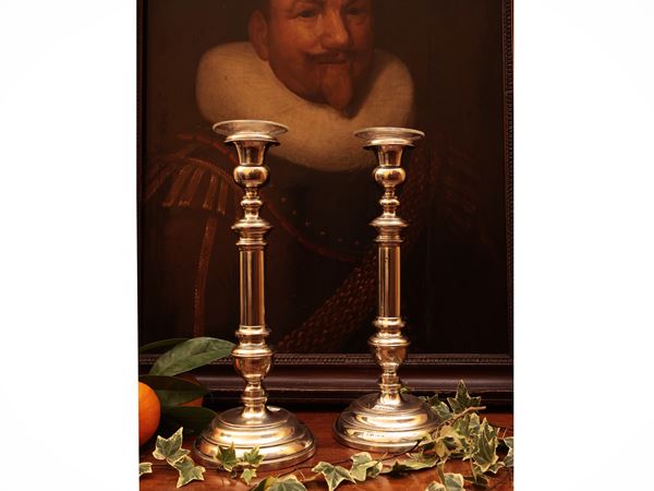 Coppia di candelabri in argento, Brandimarte