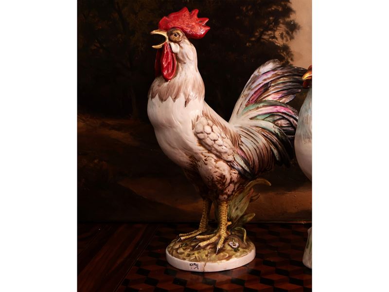 Grande Gallo in Ceramica Policroma