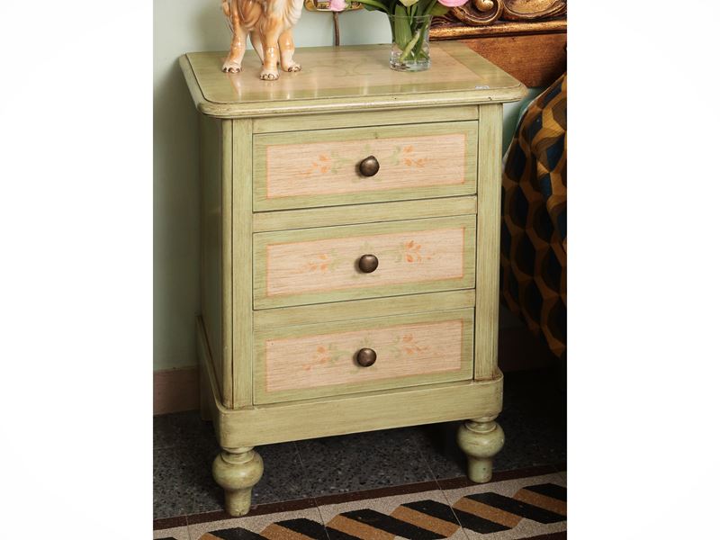 Coppia di Comodini in Legno Laccato Verde Acqua