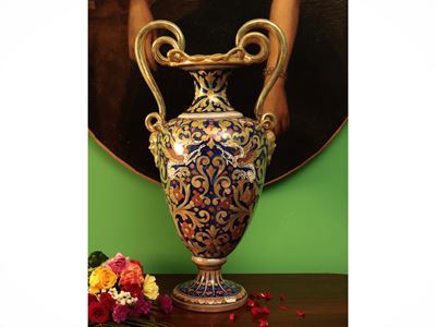 Grande Vaso Ad Anfora in Terracotta Smaltata a Lustro, Gualdo Tadino