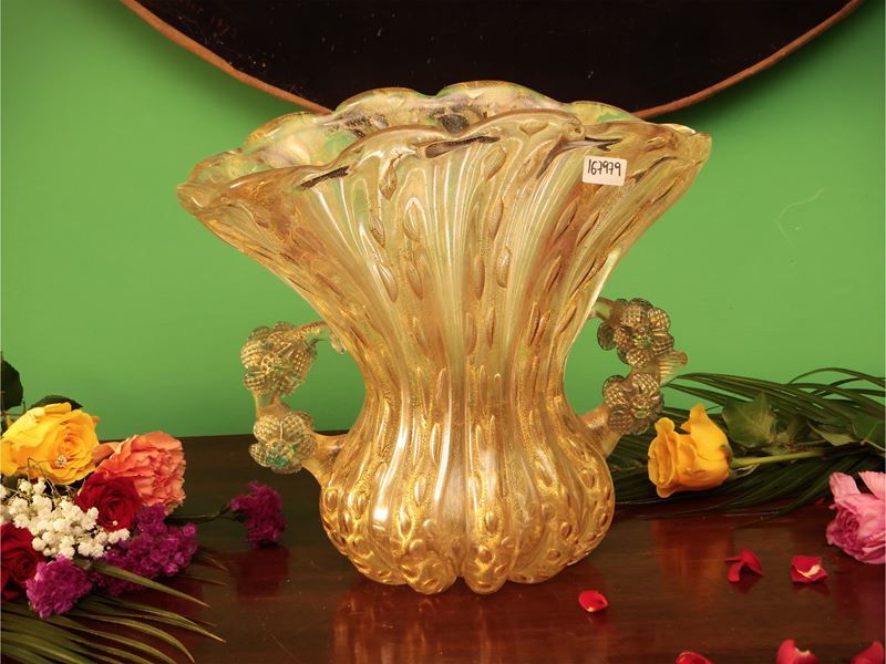 Vaso a Ventaglio in Vetro di Murano