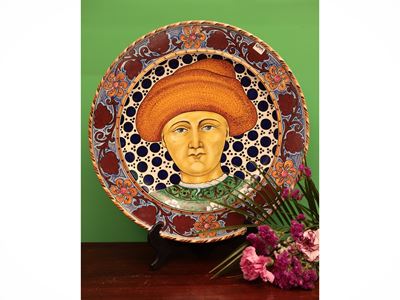 Piatto da Parata in Terracotta Smaltata, Manifattura Bolzonetti