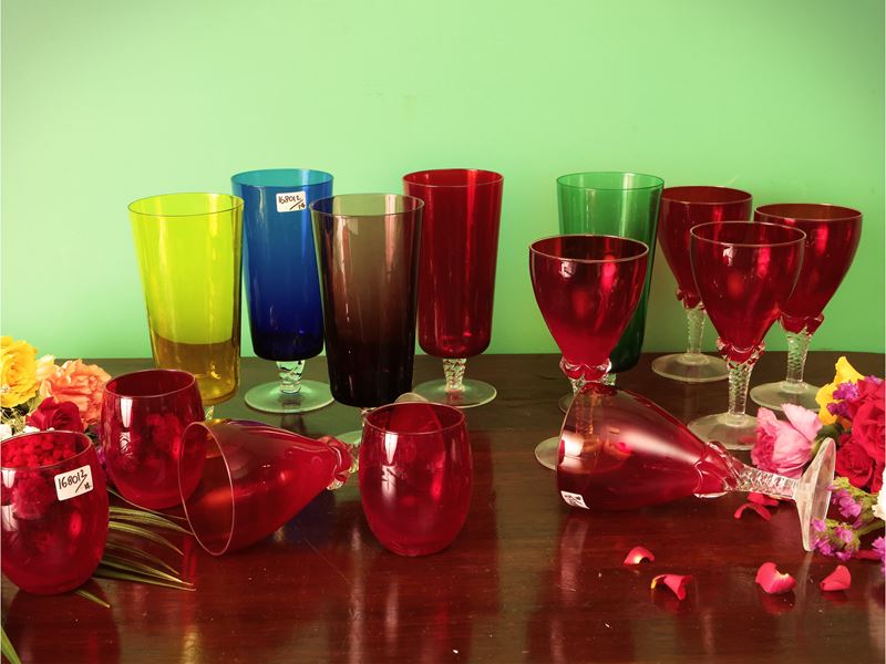 Assortimento di Bicchieri per Aperitivo in Vetro Arlecchino