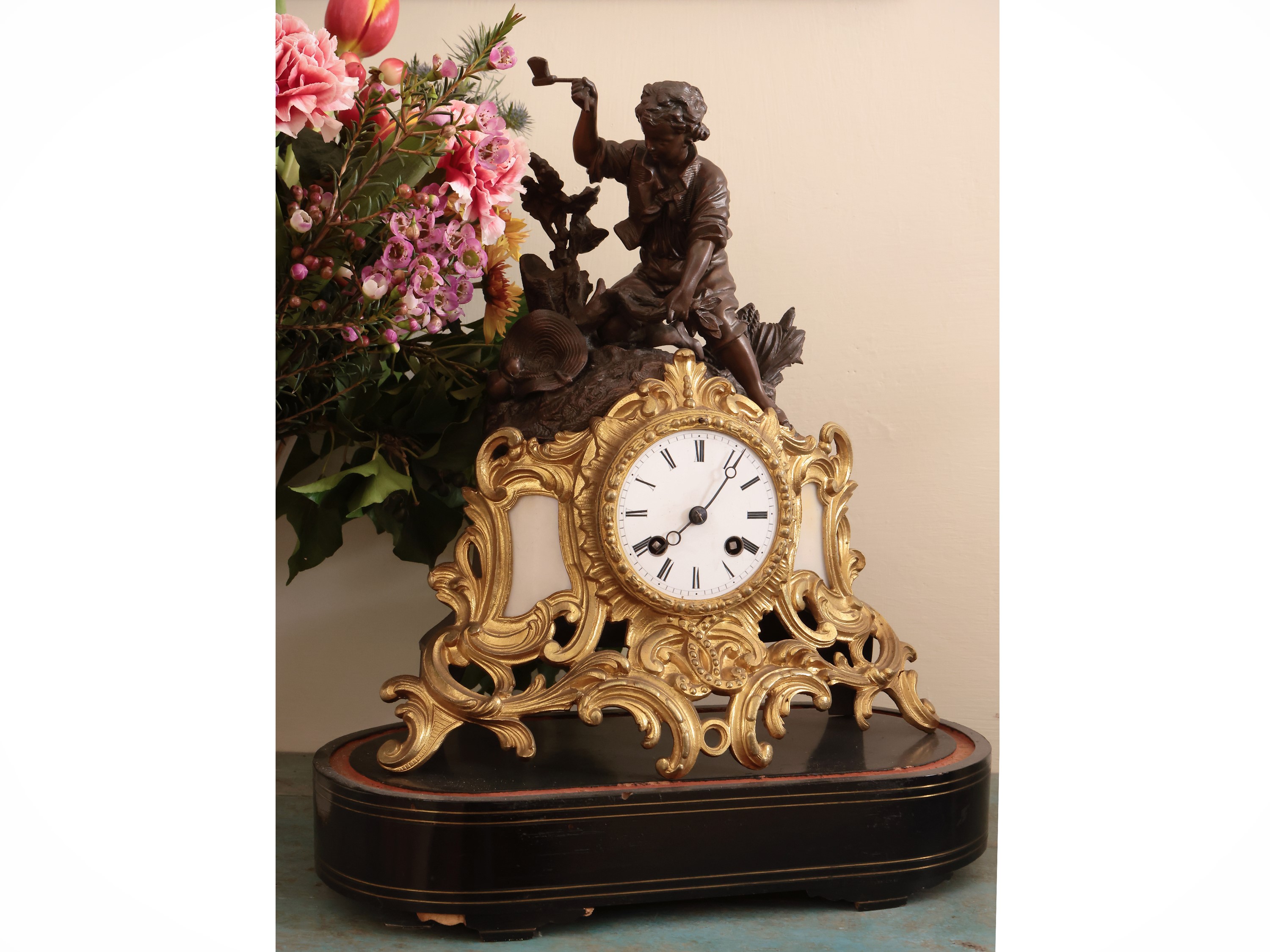 Orologio in Antimonio Patinato e Dorato