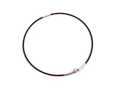 Collana Bunz in Caucciù con Elementi e Punto Luce in Oro Bianco con Diamante