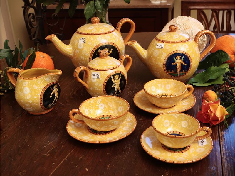 Servizio da Tè e Caffè in Terracotta Smaltata, Molaroni Pesaro