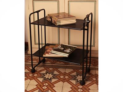 Carrello di Servizio in Metallo Laccato Nero