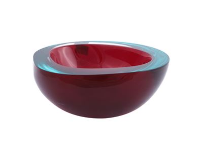 Coppa Seguso Vetri D'arte in Vetro Sommerso Rosso e Blu
