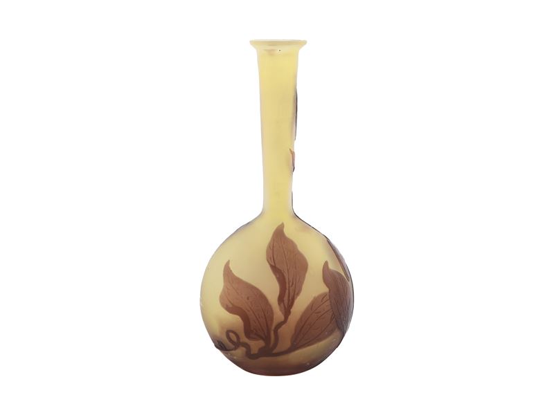 Vaso Gallè in Vetro Lavorato All'acido a Cammeo