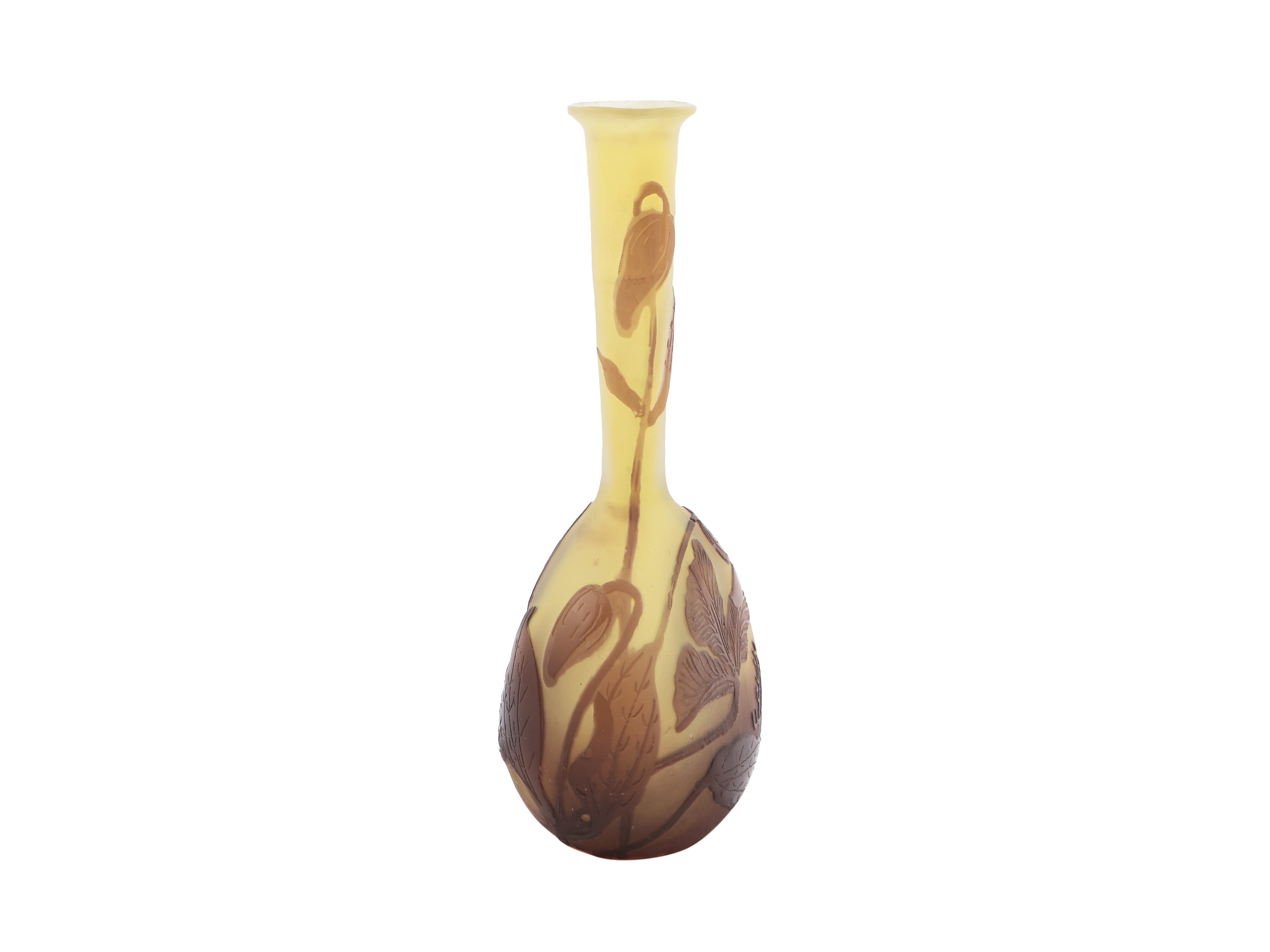 Vaso Gallè in Vetro Lavorato All'acido a Cammeo