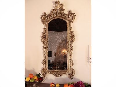 Specchiera in Legno Intagliato e Argentato
