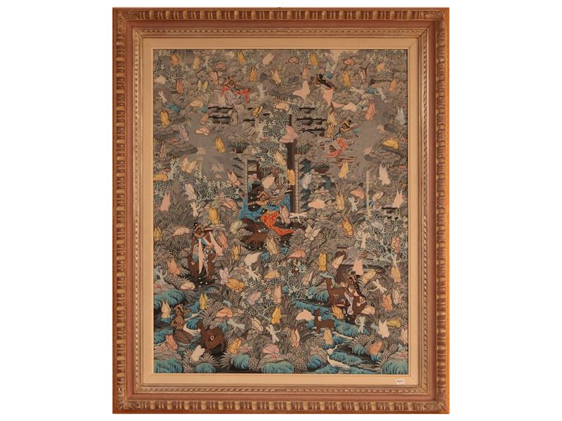 Grande Pannello Orientale con Scena di Genere