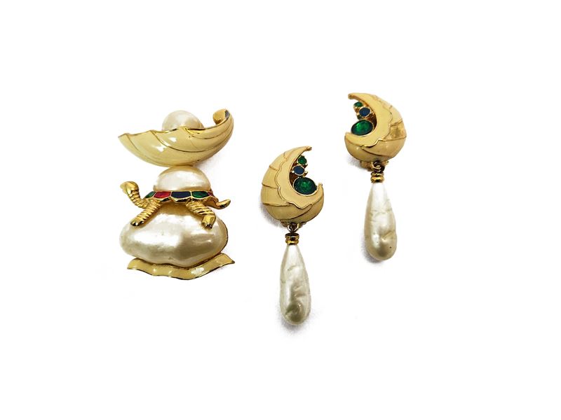 Hattie Carnegie - Demi parure spilla e orecchini a clip