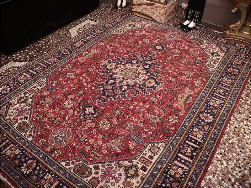 Tappeto Persiano Tabriz Disegno Heriz di Vecchia Manifattura