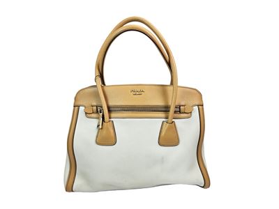 Prada - Borsa a Spalla in Pelle Color Panna e Nocciola