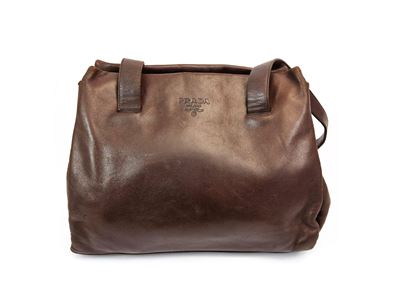 Prada - Borsa a Spalla in Nappa Marrone