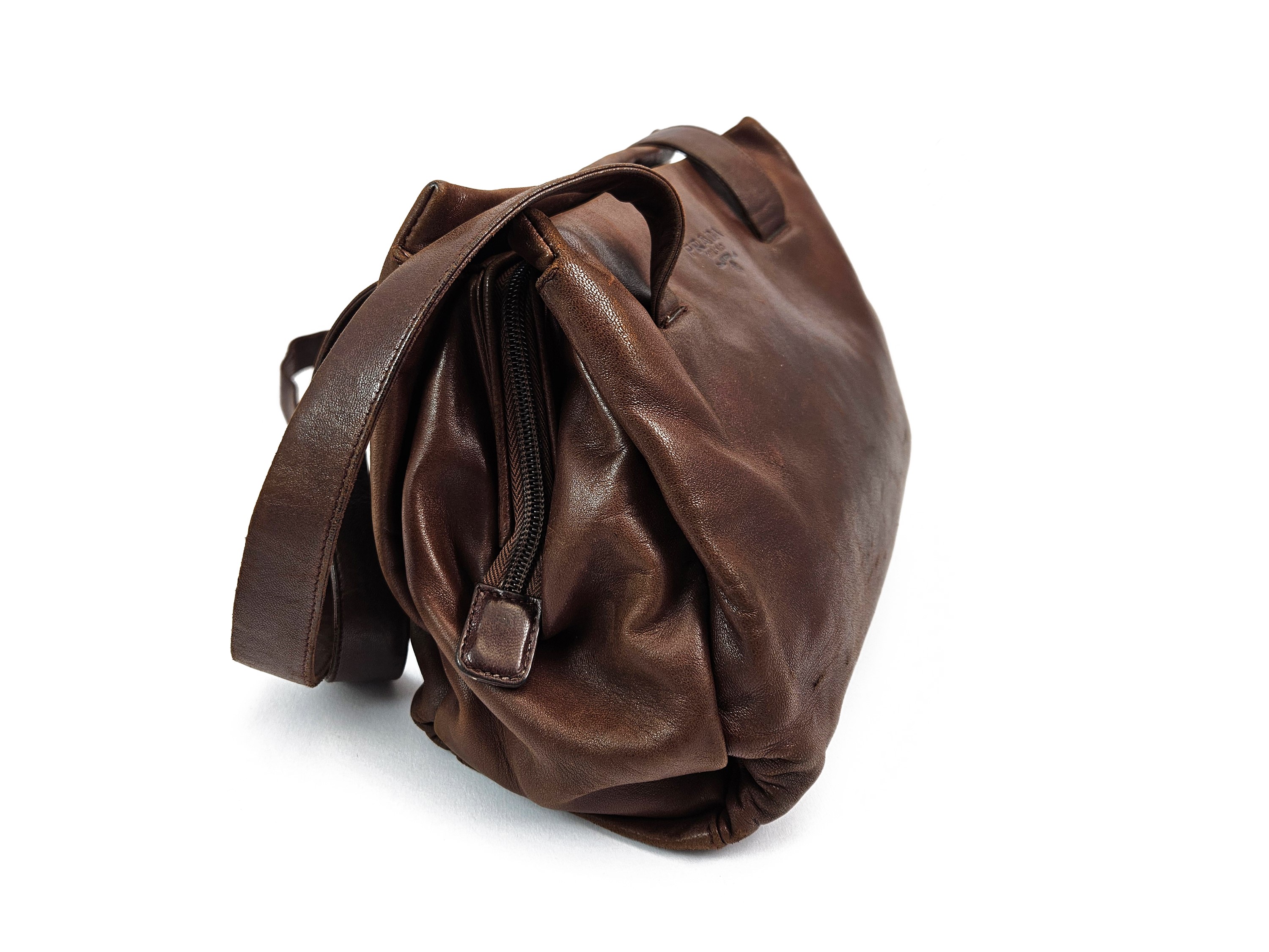 Prada - Borsa a Spalla in Nappa Marrone