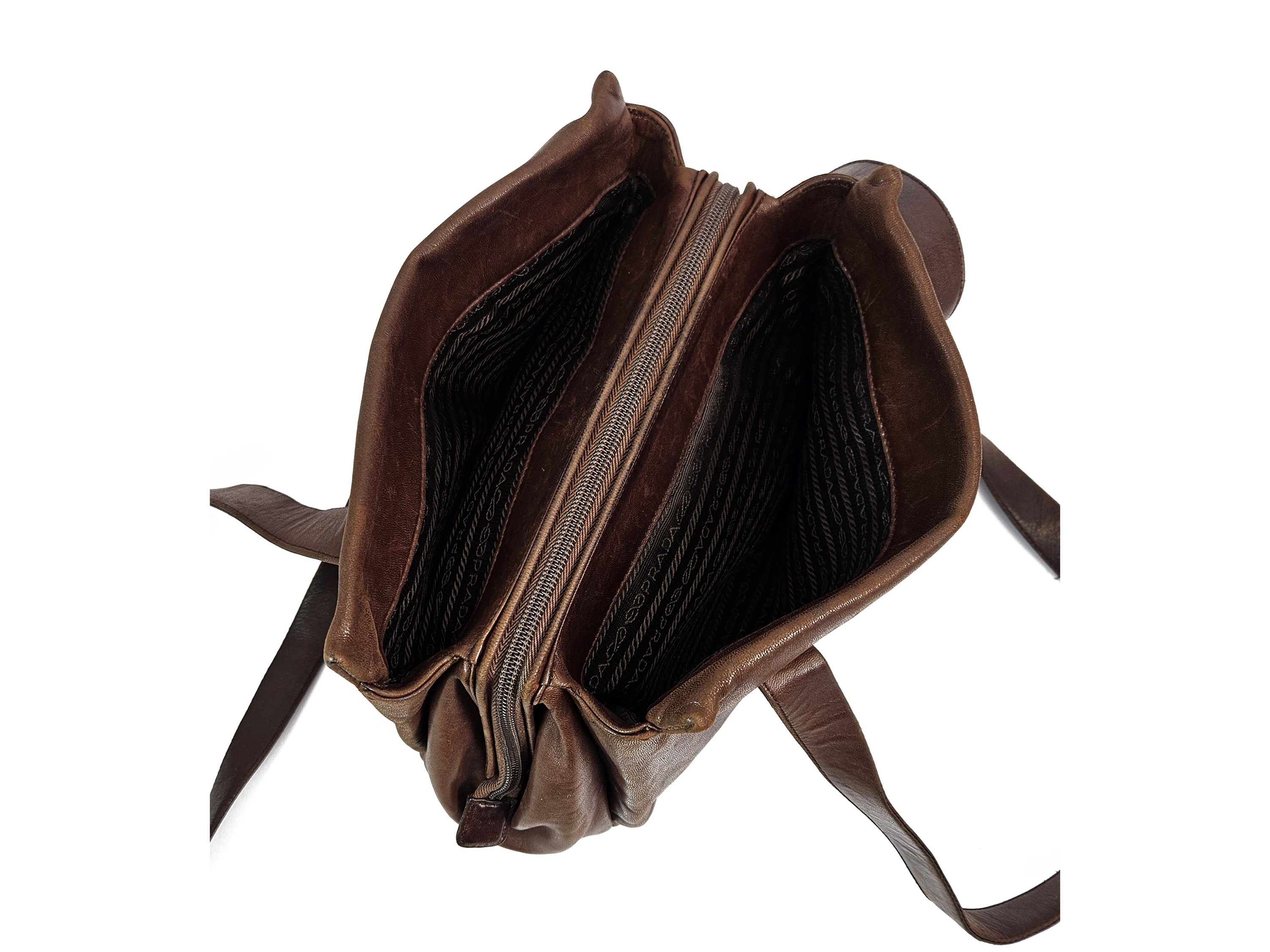 Prada - Borsa a Spalla in Nappa Marrone