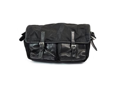 Prada - Borsa a Tracolla in Tessuto e Pelle Nera