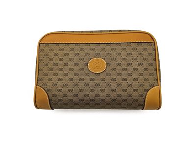 Gucci - Pochette in Tela Micro Monogram Gg e Pelle Beige