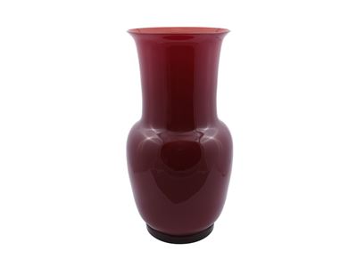 Vaso Venini in Vetro Soffiato Incamiciato Rosso