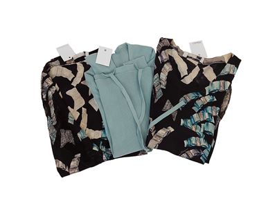 Salvatore Ferragamo - Twin Set in Seta e Cotone Nero e Cardigan