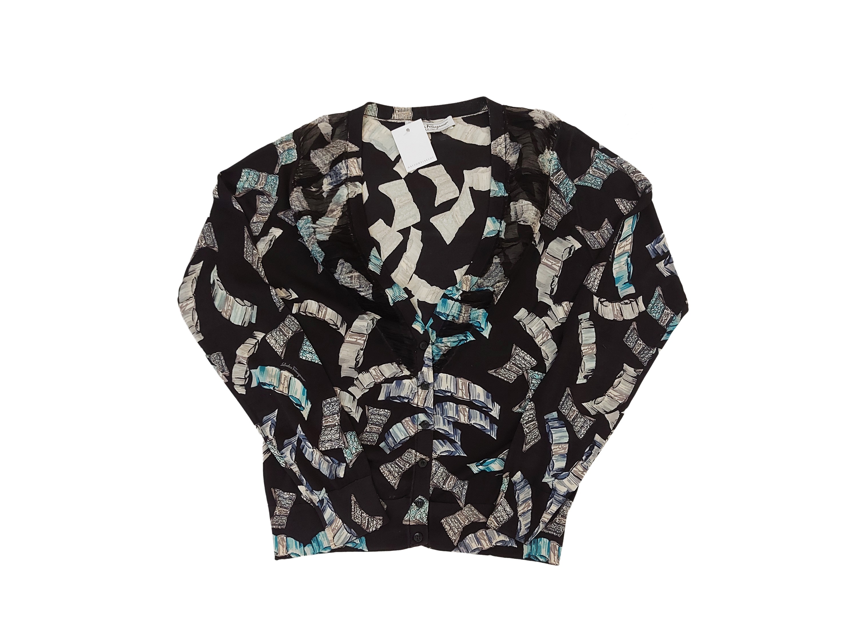Salvatore Ferragamo - Twin Set in Seta e Cotone Nero e Cardigan