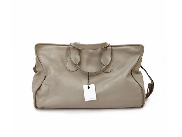 Gherardini - Rice -colored leather travel bag