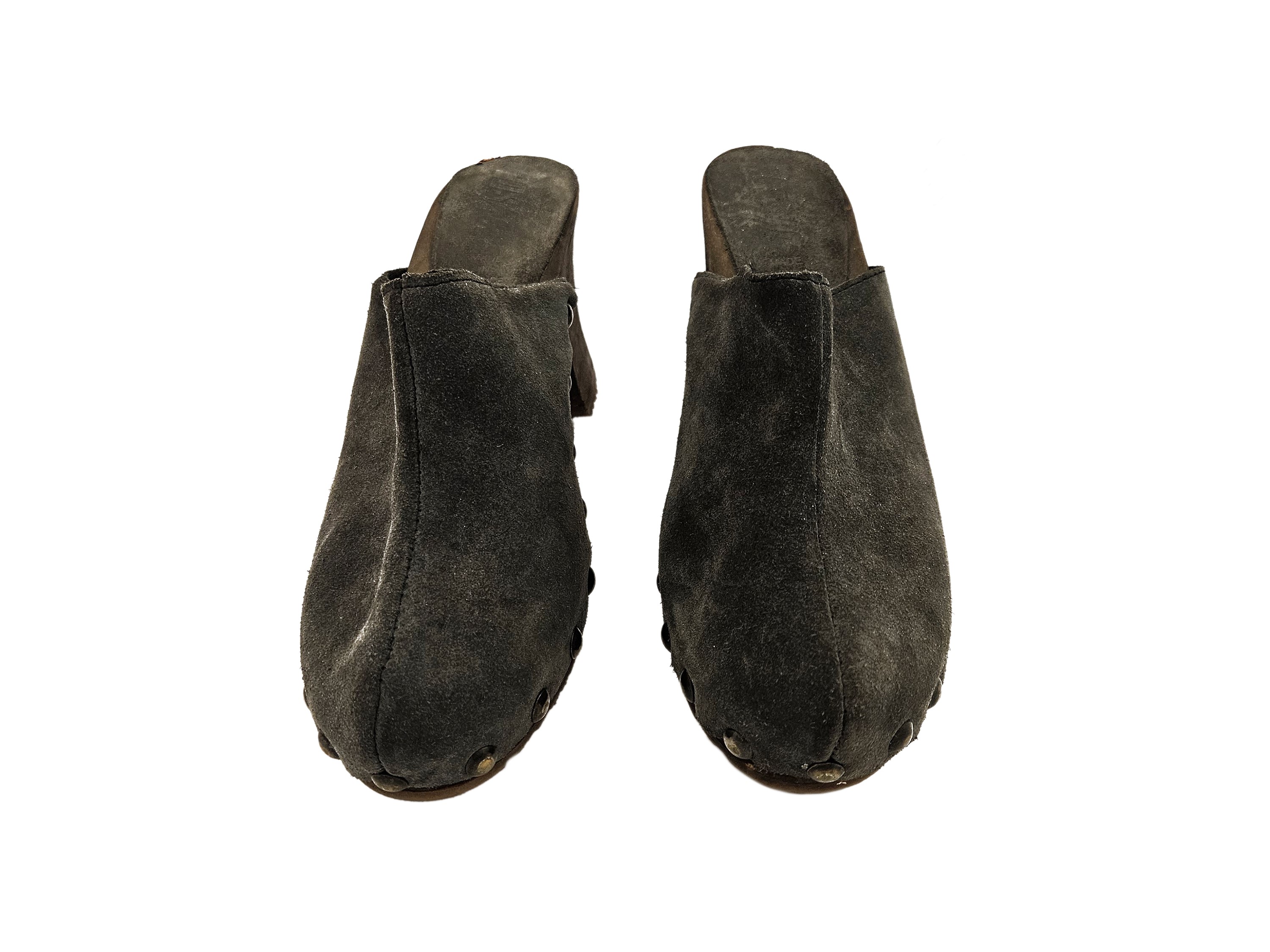 Sabot Bosabo in Suede Grigio e Decolleté in Vernice Nera