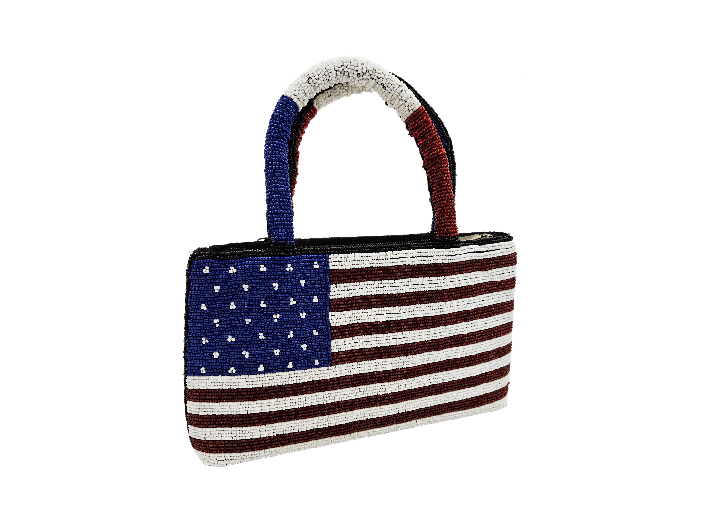 Borsa a Mano in Perline nei Colori della Bandiera Americana
