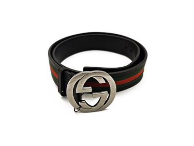 Gucci - Cintura in Pelle Nera e Tessuto