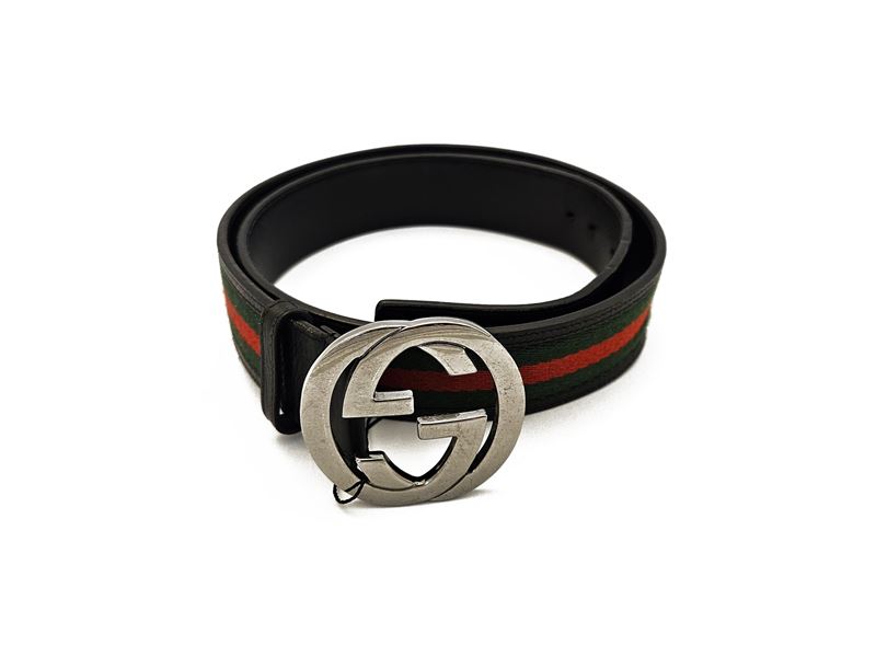 Gucci - Cintura in Pelle Nera e Tessuto