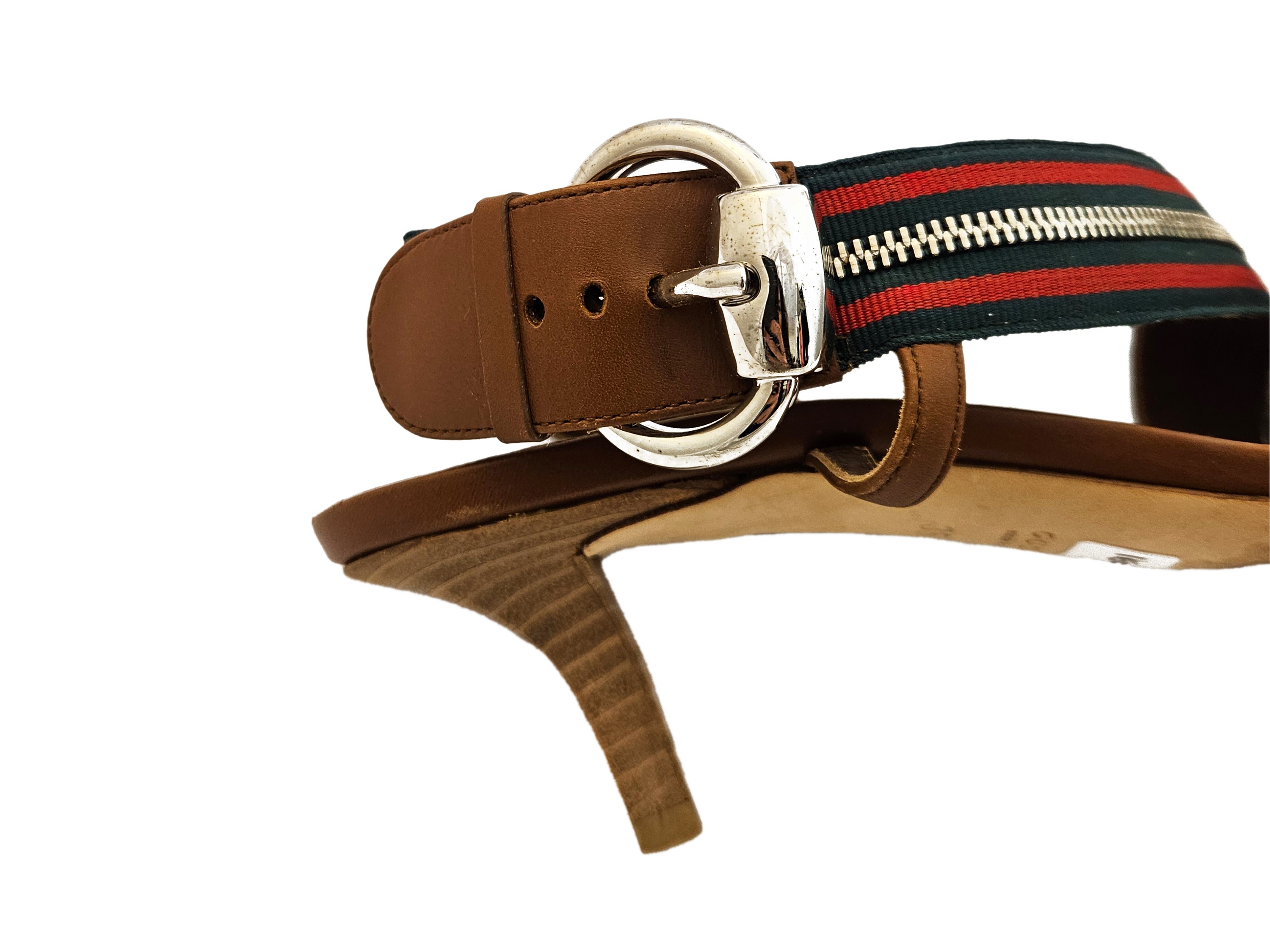 Gucci - Sandali in pelle marrone e tela