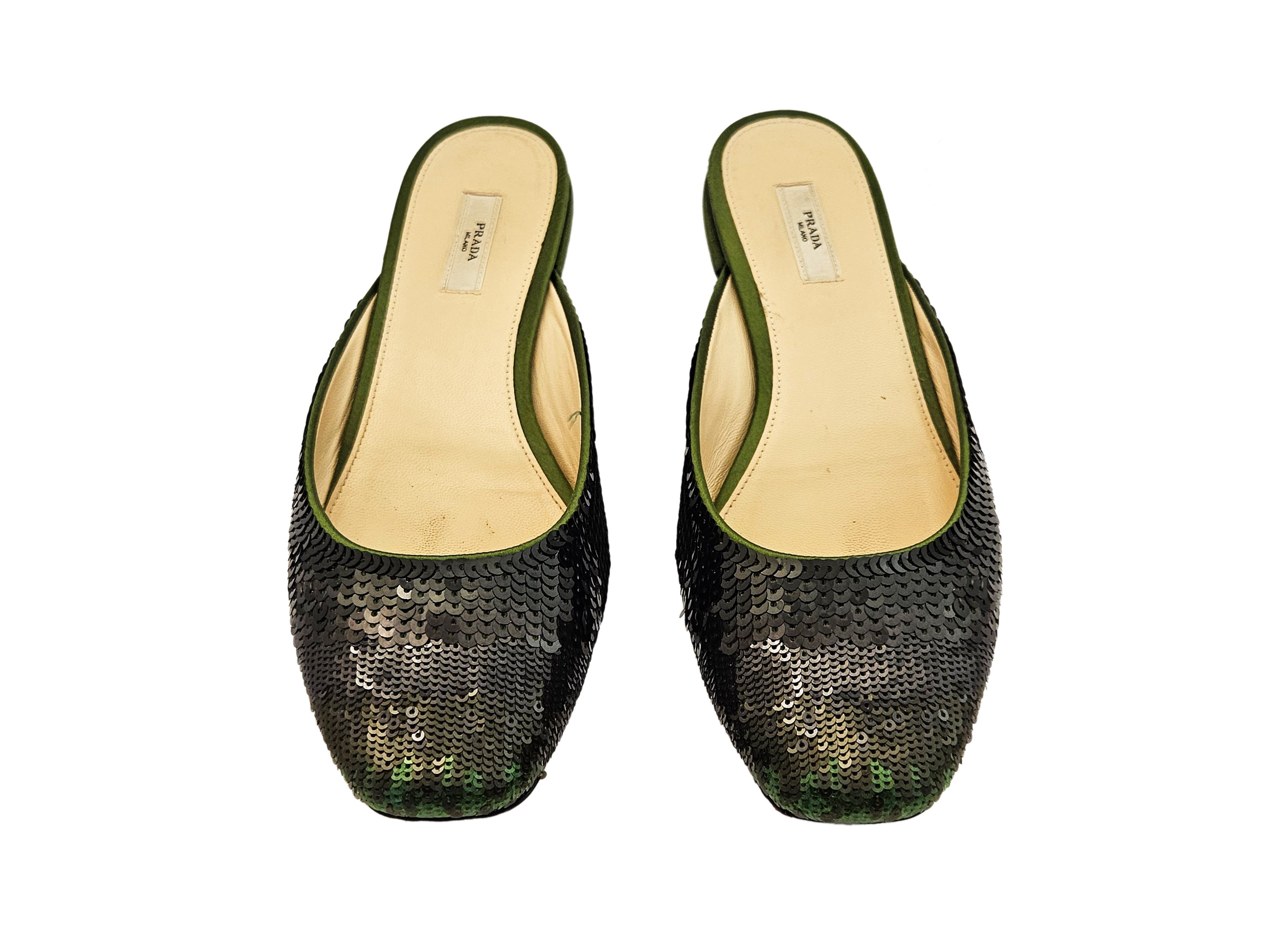 Prada - Mules in Paillettes e Raso Verde