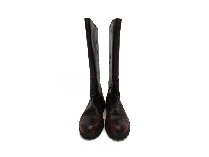 Stivali in Pelle Marrone e Bordeaux, Vibram