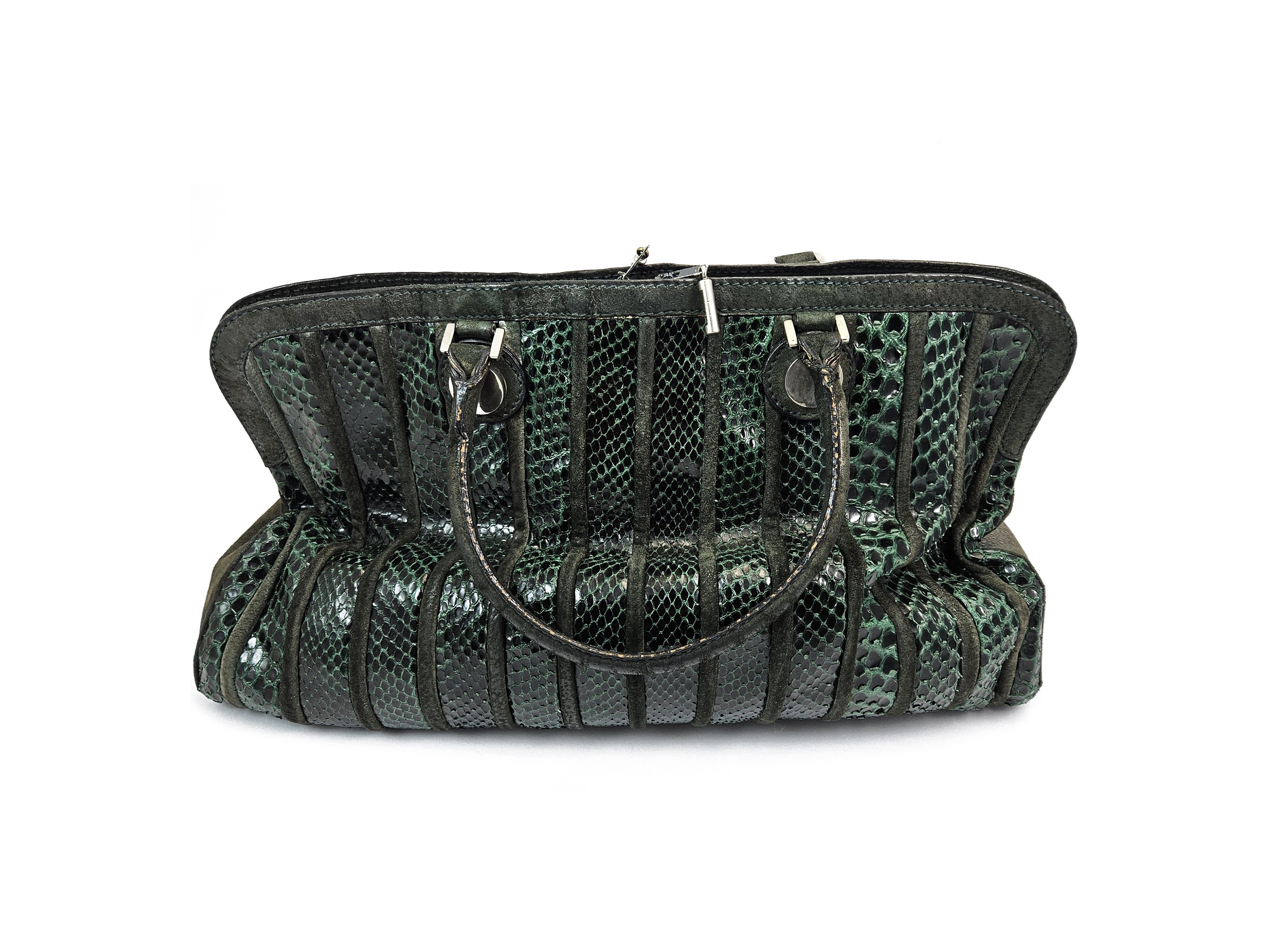 Gherardini - Borsa a Spalla in Pitone e Suede Verde