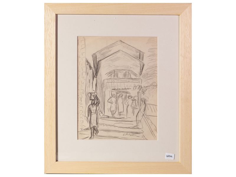 Elisabeth Chaplin - Scorcio di Strada con Figure 1927