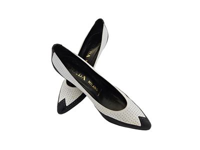 Prada - Decolleté in Pelle Bicolore Bianco e Blu